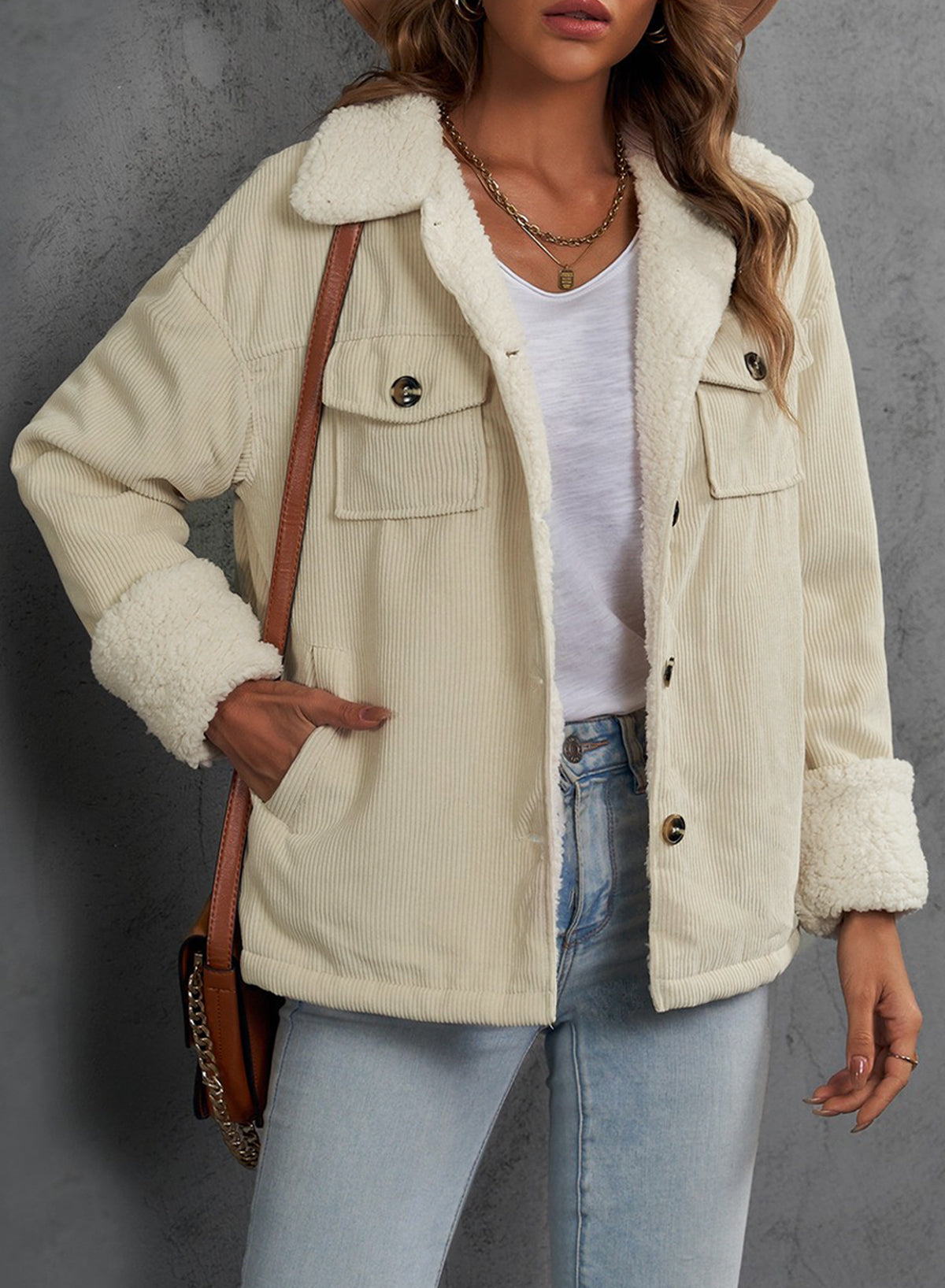 White Solid Color Quilted Zip Up Puffer Jacket