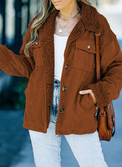 Brown Solid Color Quilted Zip Up Puffer Jacket