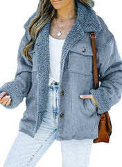 Blue Solid Color Quilted Zip Up Puffer Jacket