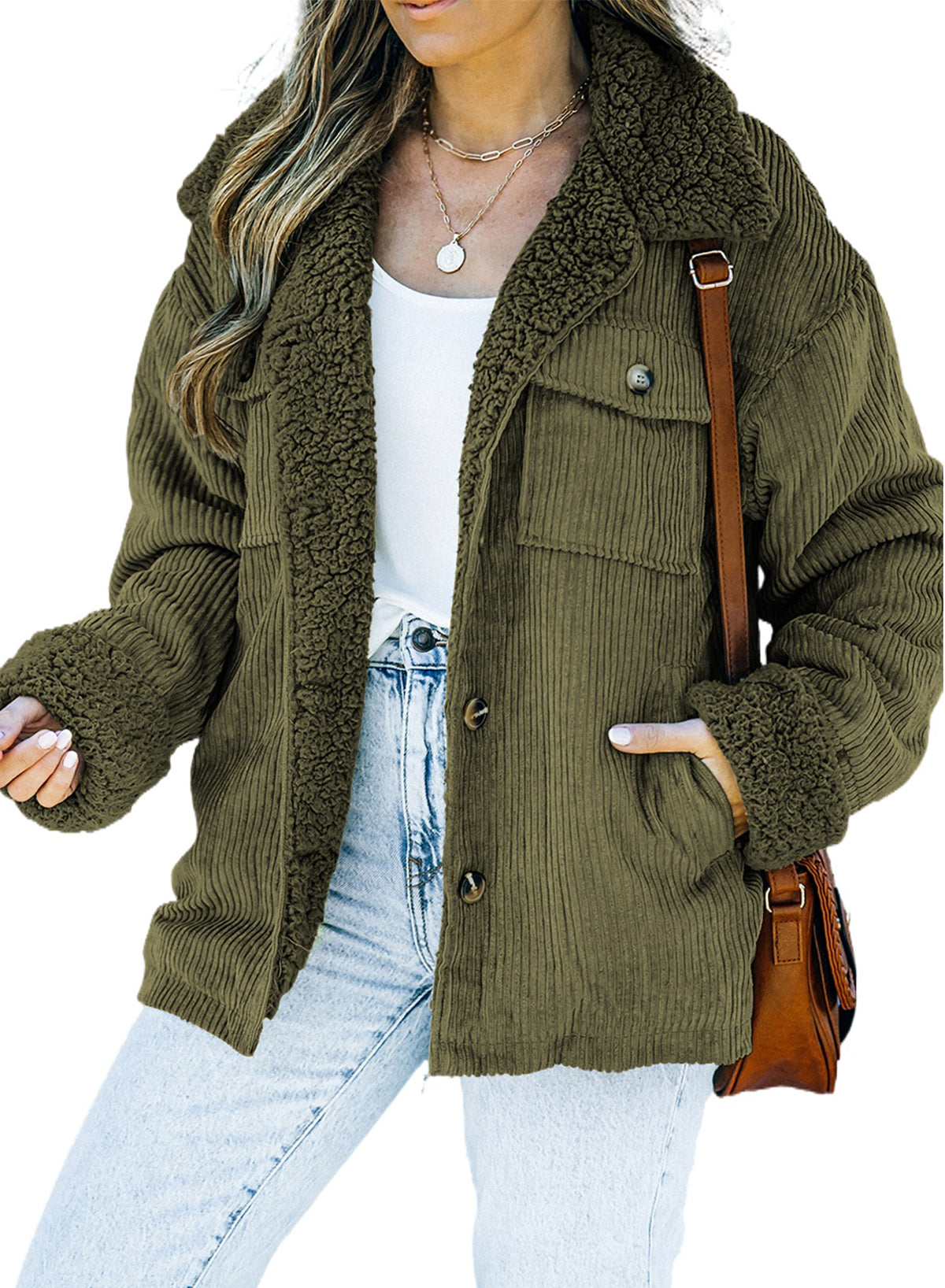 Green Solid Color Quilted Zip Up Puffer Jacket