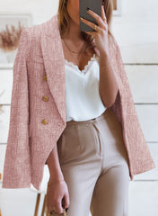 Pink Double-breasted Textures Long Sleeve Business Jacket