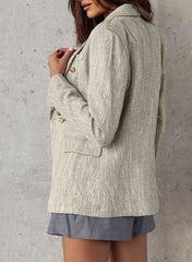 Grey Double-breasted Textures Long Sleeve Business Jacket