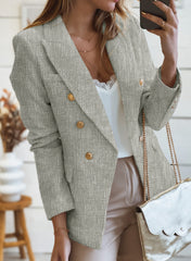 Grey Double-breasted Textures Long Sleeve Business Jacket