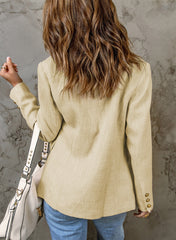 Beige Double-breasted Textures Long Sleeve Business Jacket