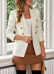 White Double-breasted Textures Long Sleeve Business Jacket