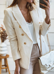 White Double-breasted Textures Long Sleeve Business Jacket