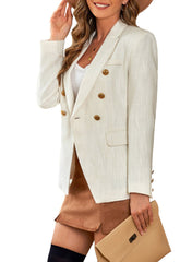 White Double-breasted Textures Long Sleeve Business Jacket