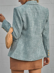 Blue Double-breasted Textures Long Sleeve Business Jacket