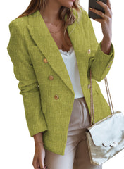 Grass Green Double-breasted Textures Long Sleeve Business Jacket