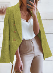 Grass Green Double-breasted Textures Long Sleeve Business Jacket