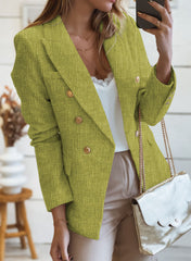 Grass Green Double-breasted Textures Long Sleeve Business Jacket