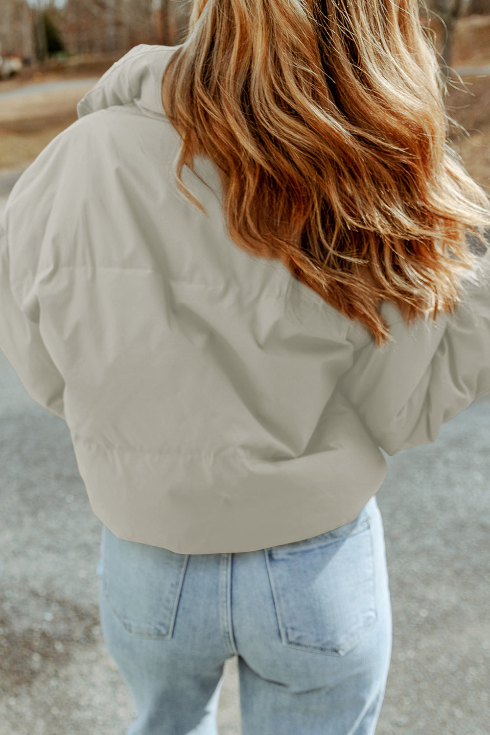 Grey Pocket Zip Up Stand Collar Jacket