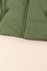 Green Pocket Zip Up Stand Collar Jacket