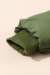 Green Pocket Zip Up Stand Collar Jacket