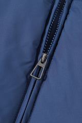 Blue Pocket Zip Up Stand Collar Jacket