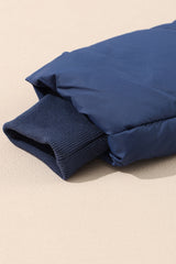 Blue Pocket Zip Up Stand Collar Jacket