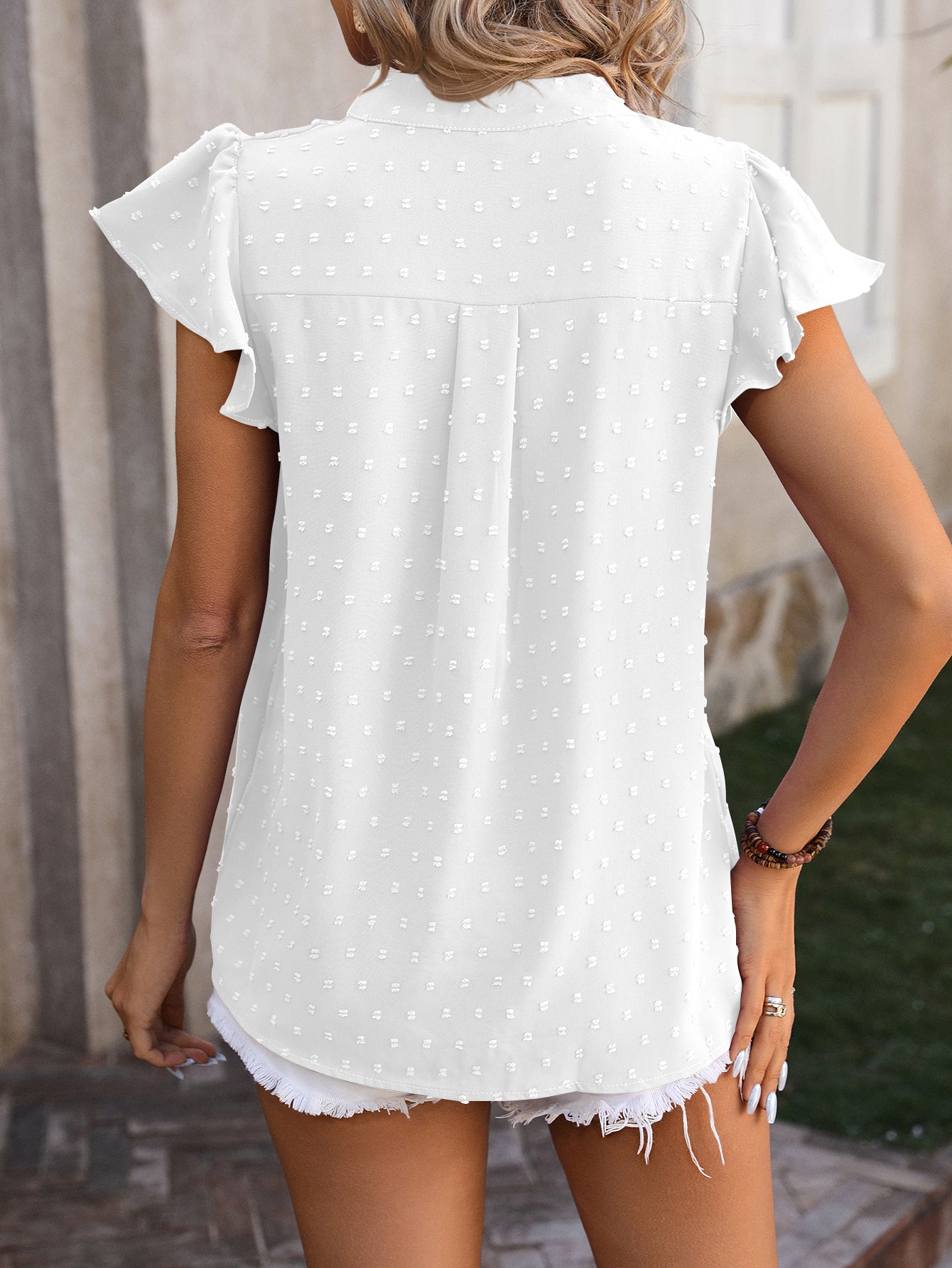 Tops Trendy V Neck T Shirts Puff Sleeve Casual Flowy