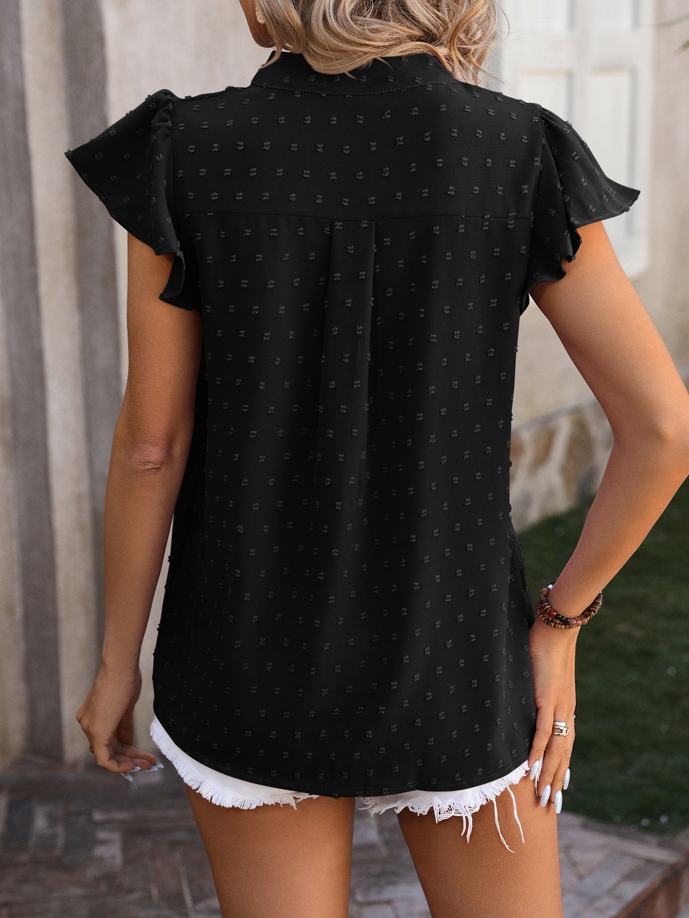 Tops Trendy V Neck T Shirts Puff Sleeve Casual Flowy