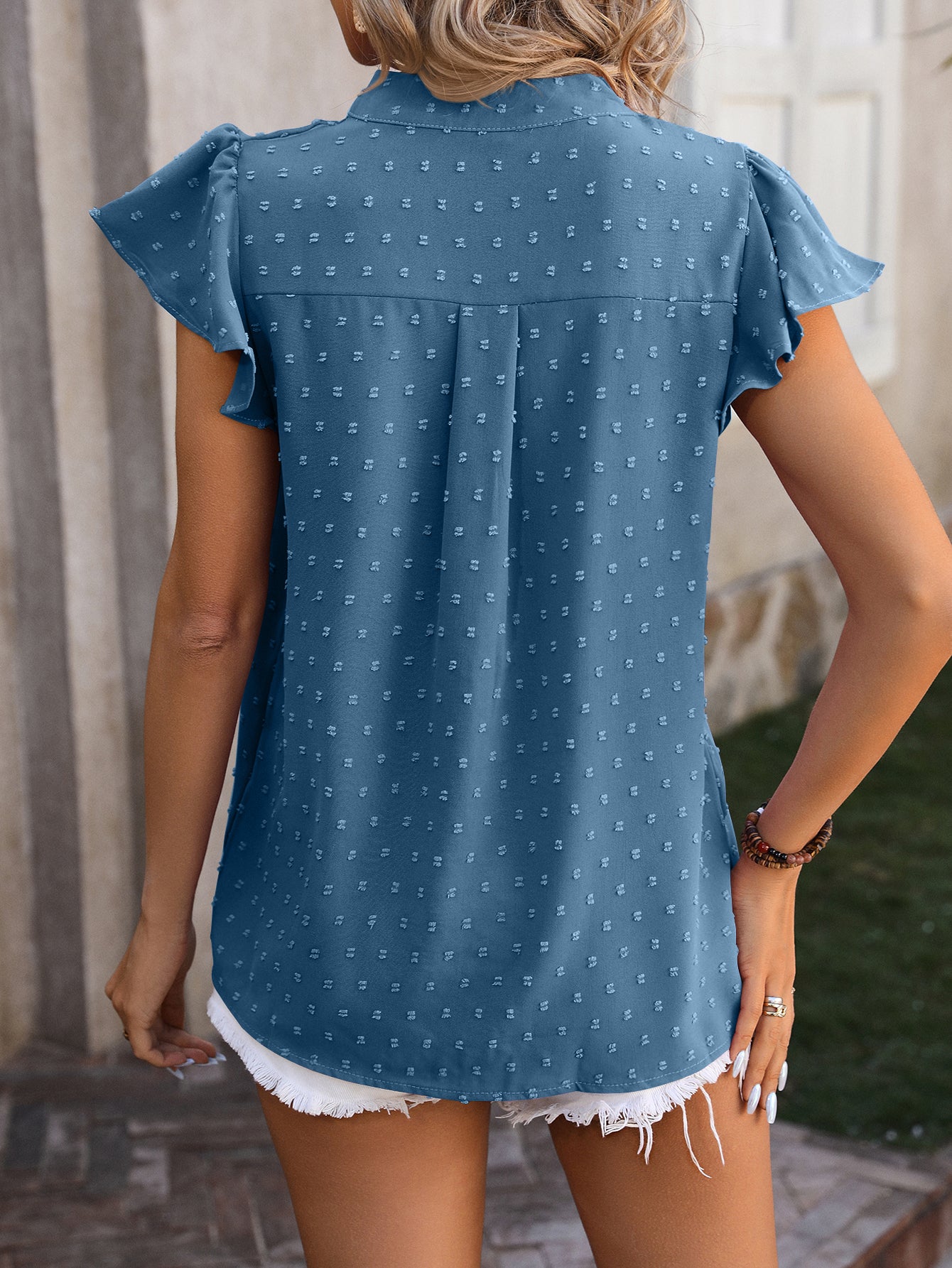 Tops Trendy V Neck T Shirts Puff Sleeve Casual Flowy