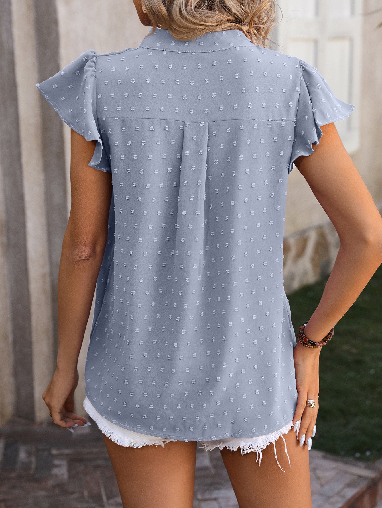 Tops Trendy V Neck T Shirts Puff Sleeve Casual Flowy