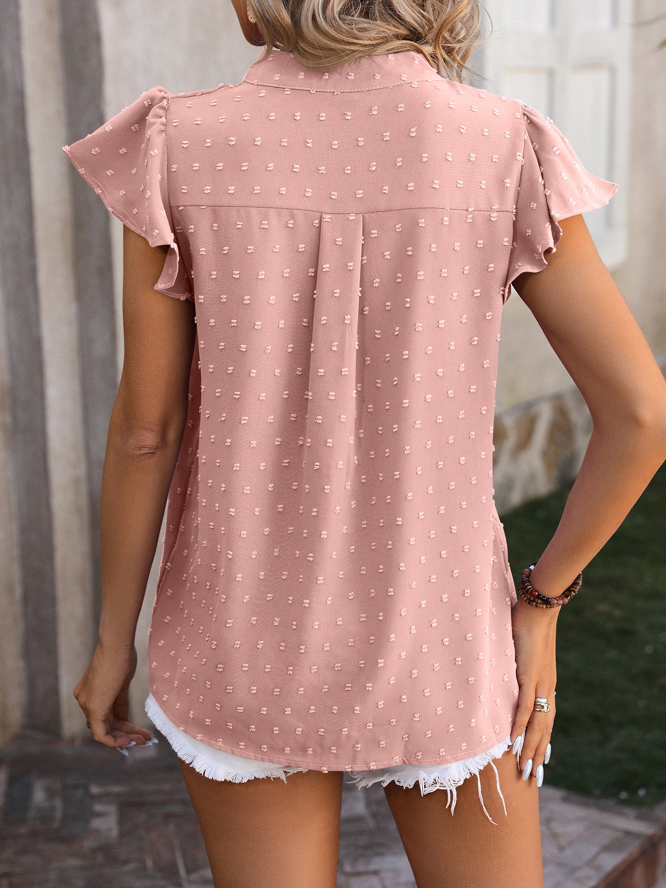 Tops Trendy V Neck T Shirts Puff Sleeve Casual Flowy