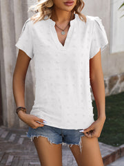 V-Neck Chiffon furball top with Petal Sleeves  Shirt