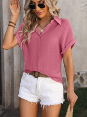 Short Sleeve Cotton Button Down Up Shirt