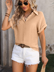 Short Sleeve Cotton Button Down Up Shirt