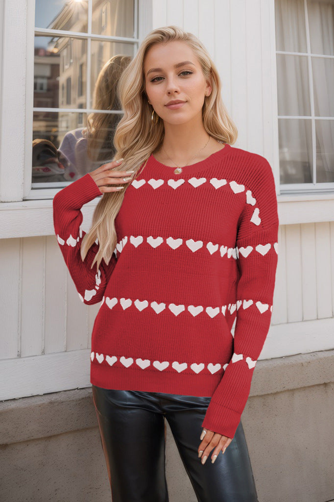 Long Sleeve Sweater Pullover Valentines Day Outfit Casual Knit Sweaters