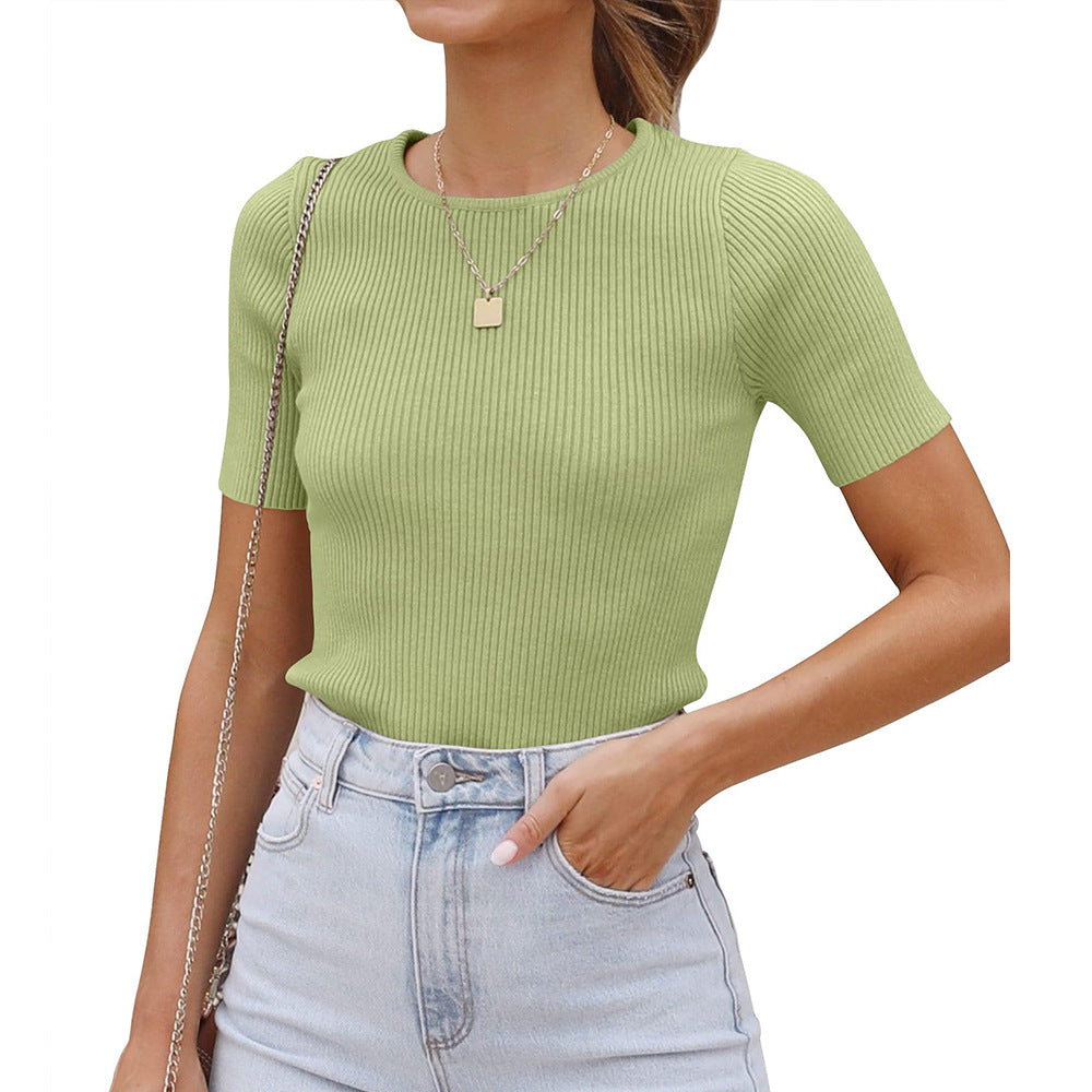 Solid Color Crew Neck Bottoming Tight Basic Sweater