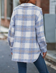 Women's Plaid Mohair Coat Woolen Thick Coat