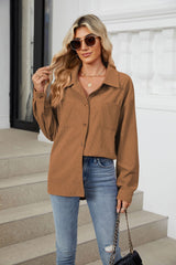 Women's Corduroy Lapel Long Sleeve Jacket