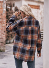 Women's Autumn and Winter Casual Fashion Oversized Loose Plaid Shirt