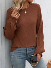 Women Loose Casual Pit Strip Long-sleeved Sweater