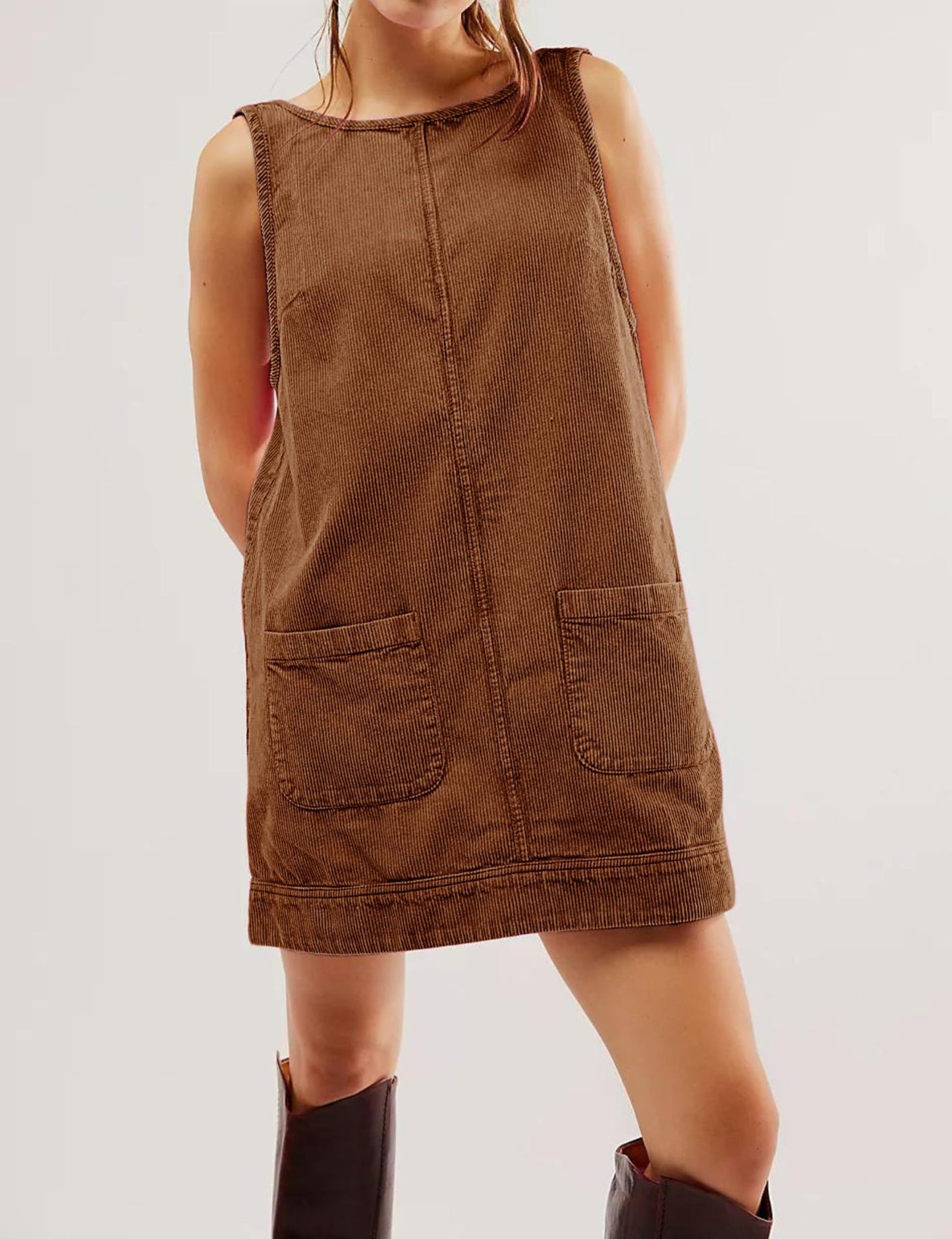 Women's Casual Corduroy Sleeveless Vest Y2K Dress