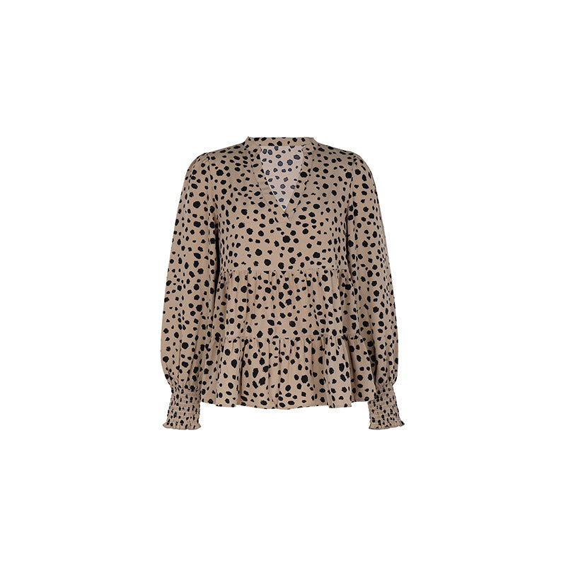 Long Sleeve Leopard Print Shirt Women's