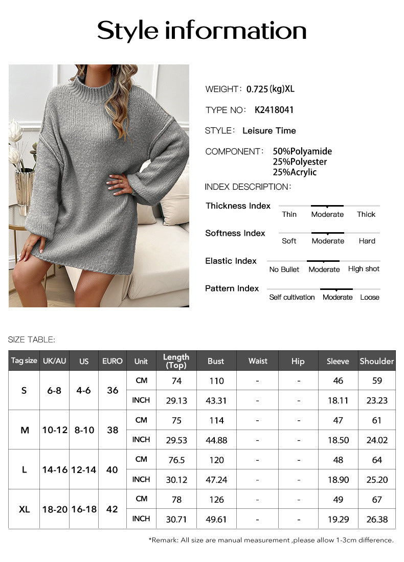 Oversized Sweater Dress Loose Short Pullover