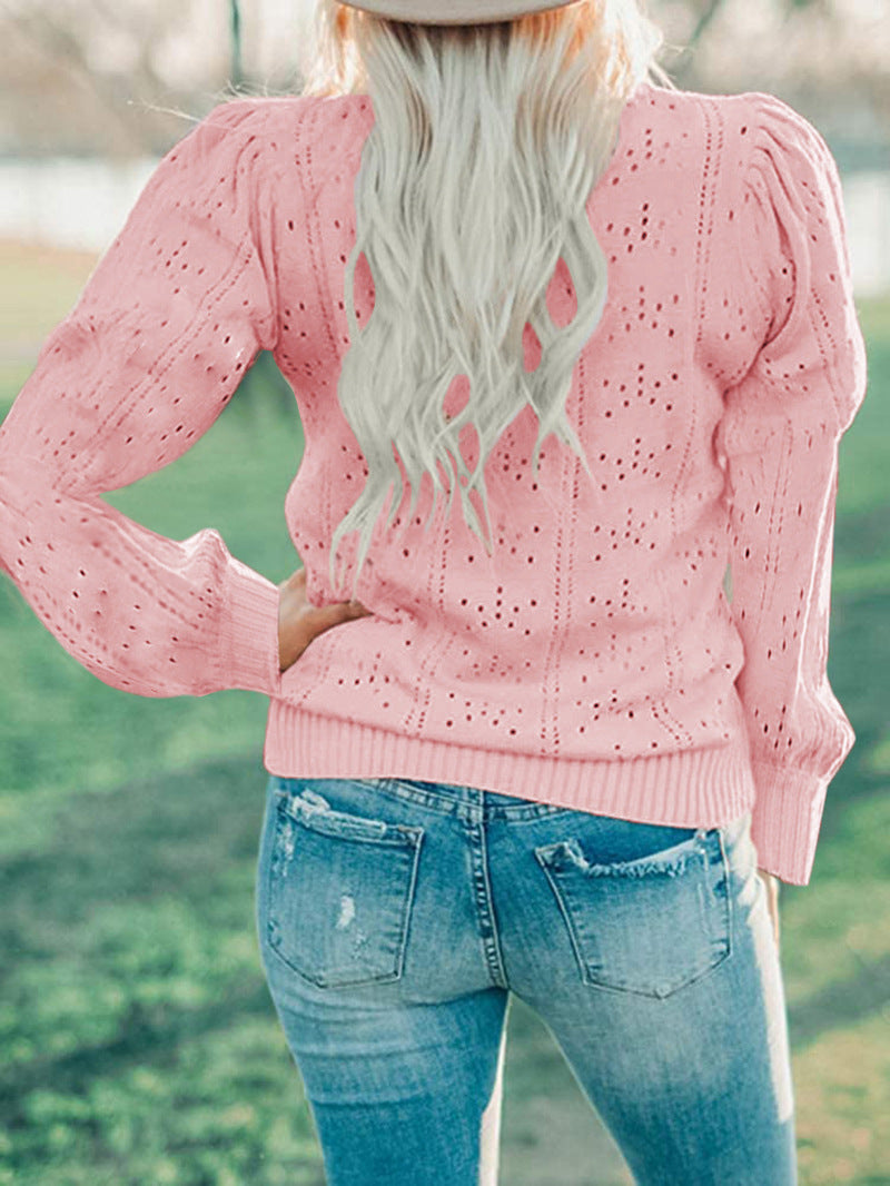 Hollow Core-spun Yarn Bottoming Shirt Long-sleeved Sweater