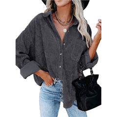 Women's Solid Color Loose Casual Corduroy Shirt