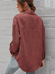 Women's Solid Color Loose Casual Corduroy Shirt