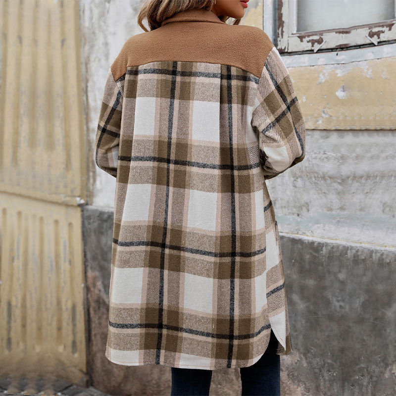 Women's Polished Plaid Long Coat