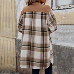 Women's Polished Plaid Long Coat