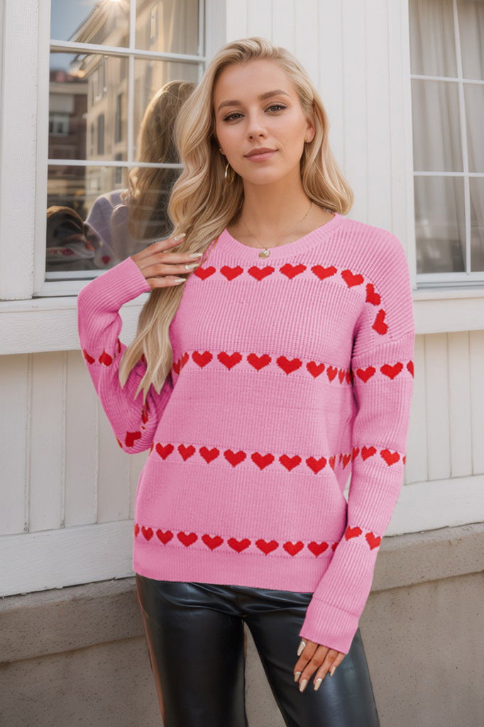 Long Sleeve Sweater Pullover Valentines Day Outfit Casual Knit Sweaters