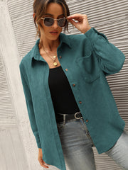 Women's Solid Color Loose Casual Corduroy Shirt