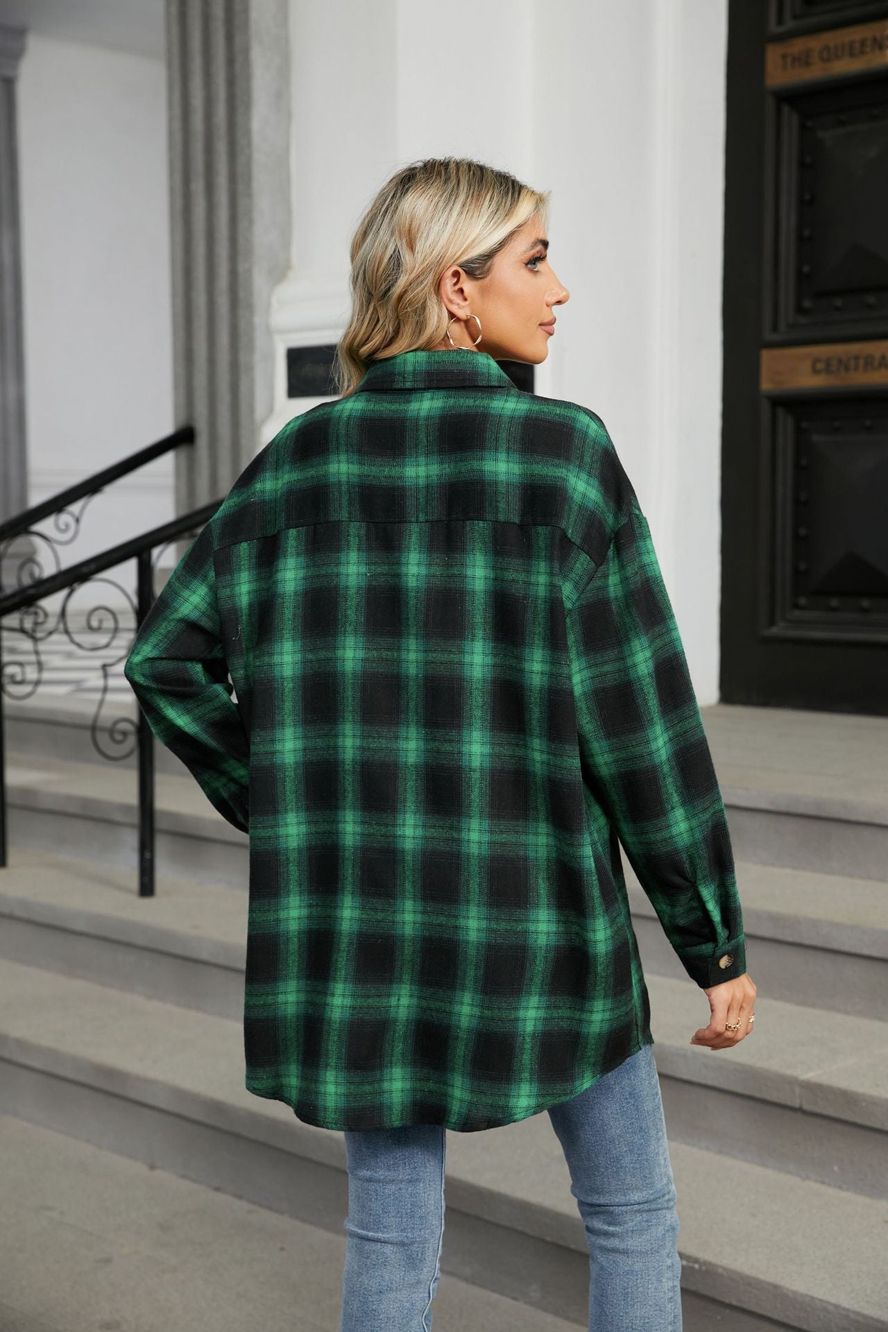 Women's Plaid Shirt Polished Long Sleeve Shirt