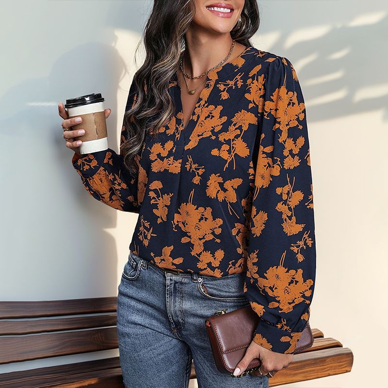 Women's Style Top Long-sleeved Pullover Printed Shirt