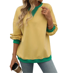 Solid Color Round Neck Fork Loose Sweatshirt Sweater