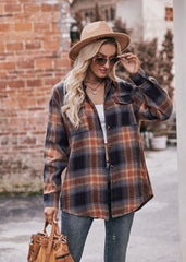 Women's Autumn and Winter Casual Fashion Oversized Loose Plaid Shirt