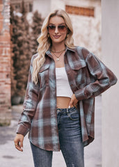 Women's Autumn and Winter Casual Fashion Oversized Loose Plaid Shirt