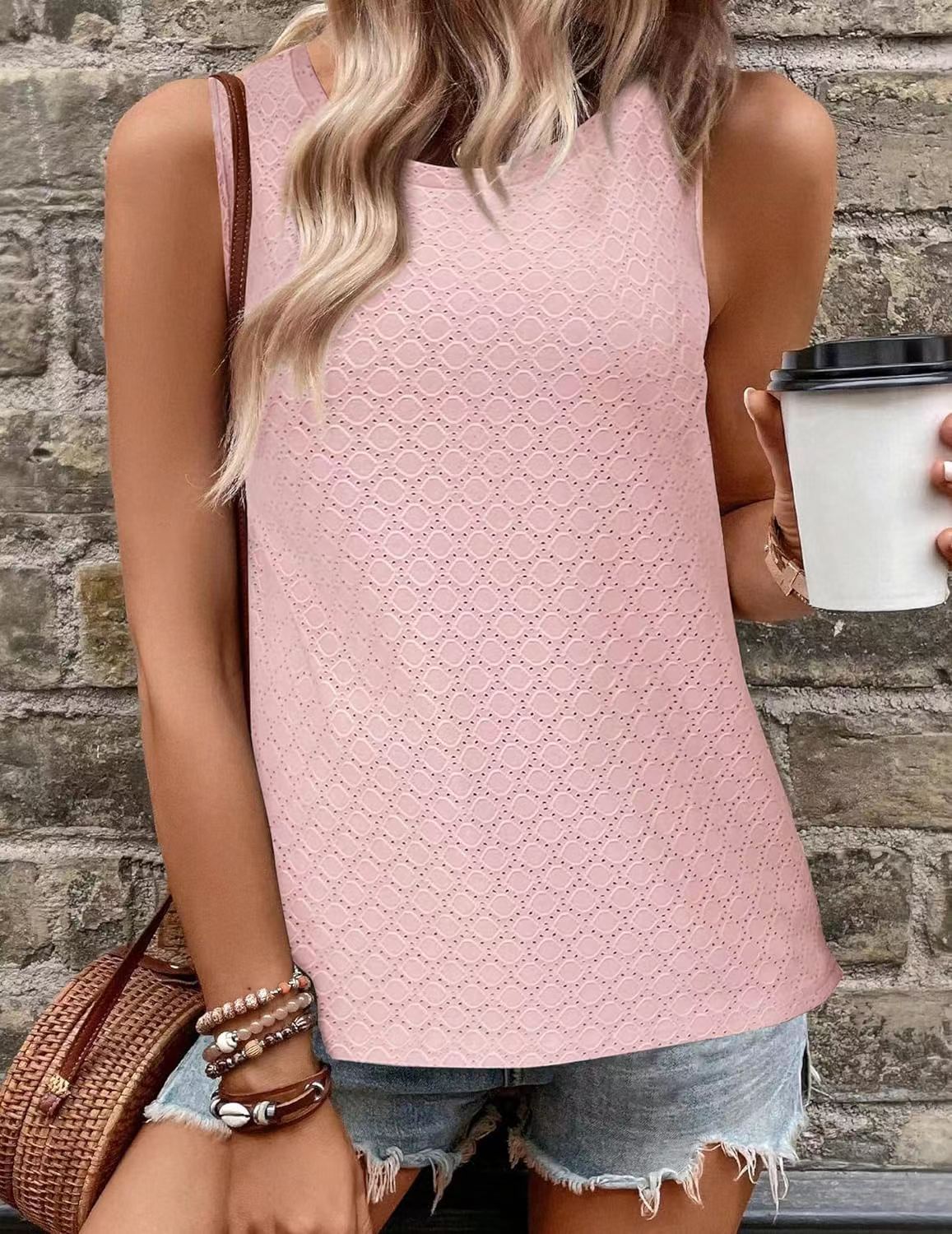 Women's Round Neck Printed Vest T-shirt Top